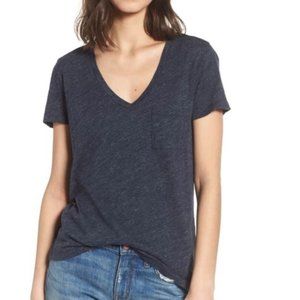 Madewell Whisper Cotton Tee with pocket detail in denim blue, size XL